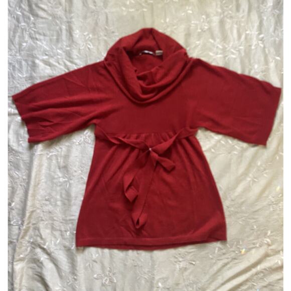 Autumn Cashmere Tie-Back Sweater Red Tunic Knit Size Extra Small Holiday - Picture 3 of 12